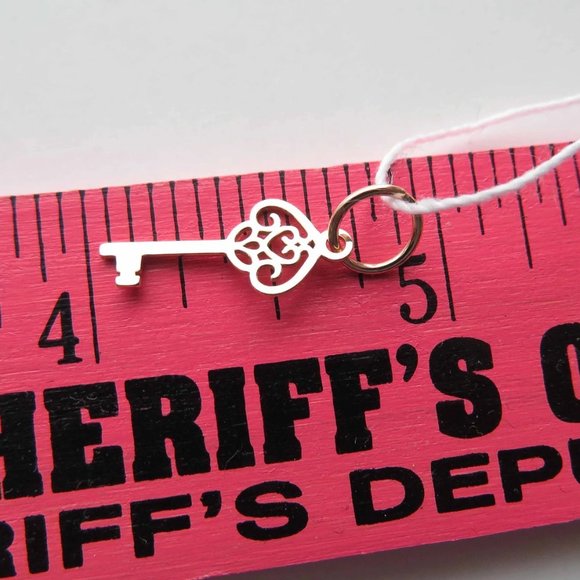 Key Rose Gold Plated Sterling Silver Pendant Charm - Picture 7 of 13